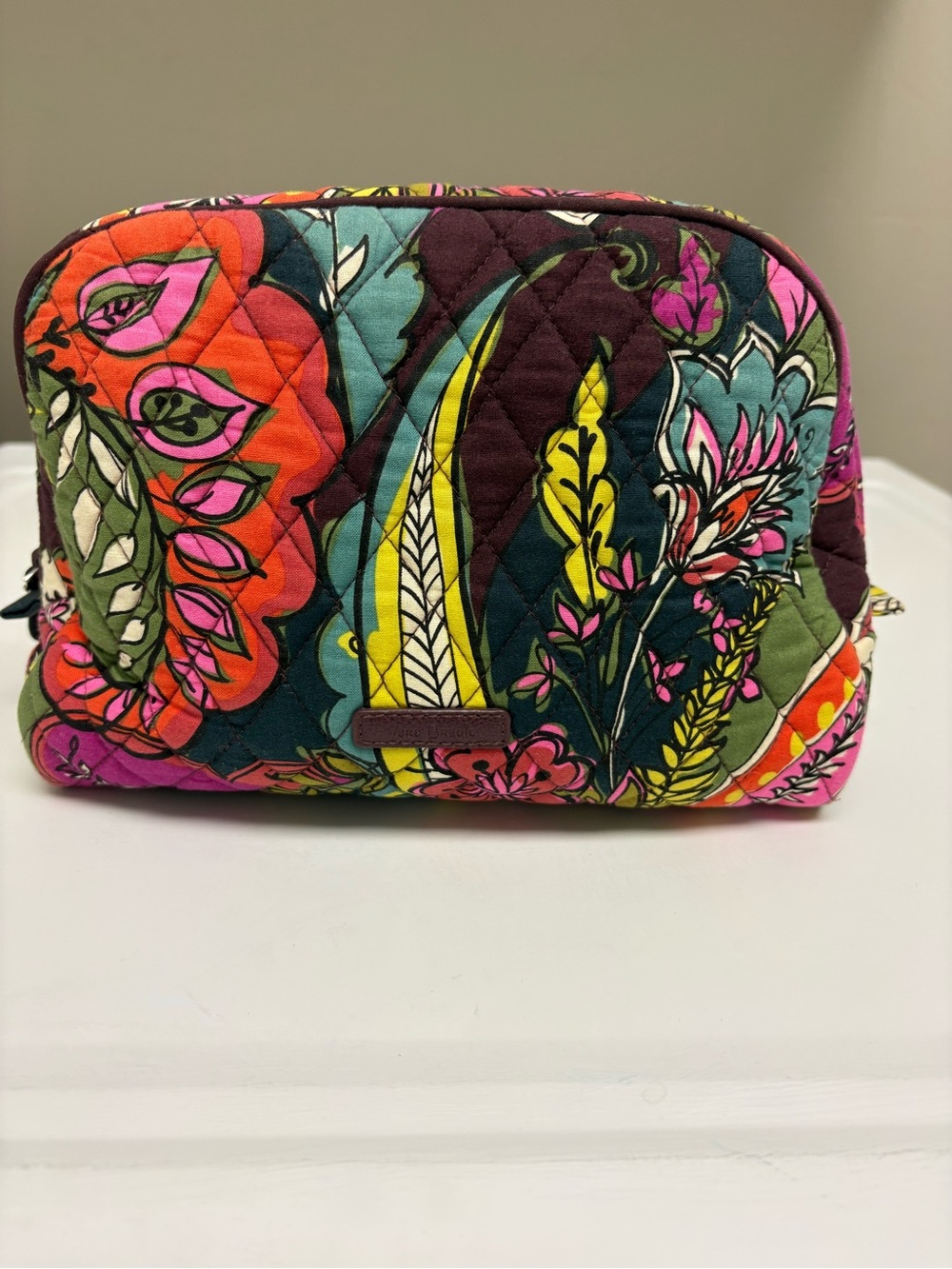 Floral Quilted Cosmetic Pouch - Multicolor